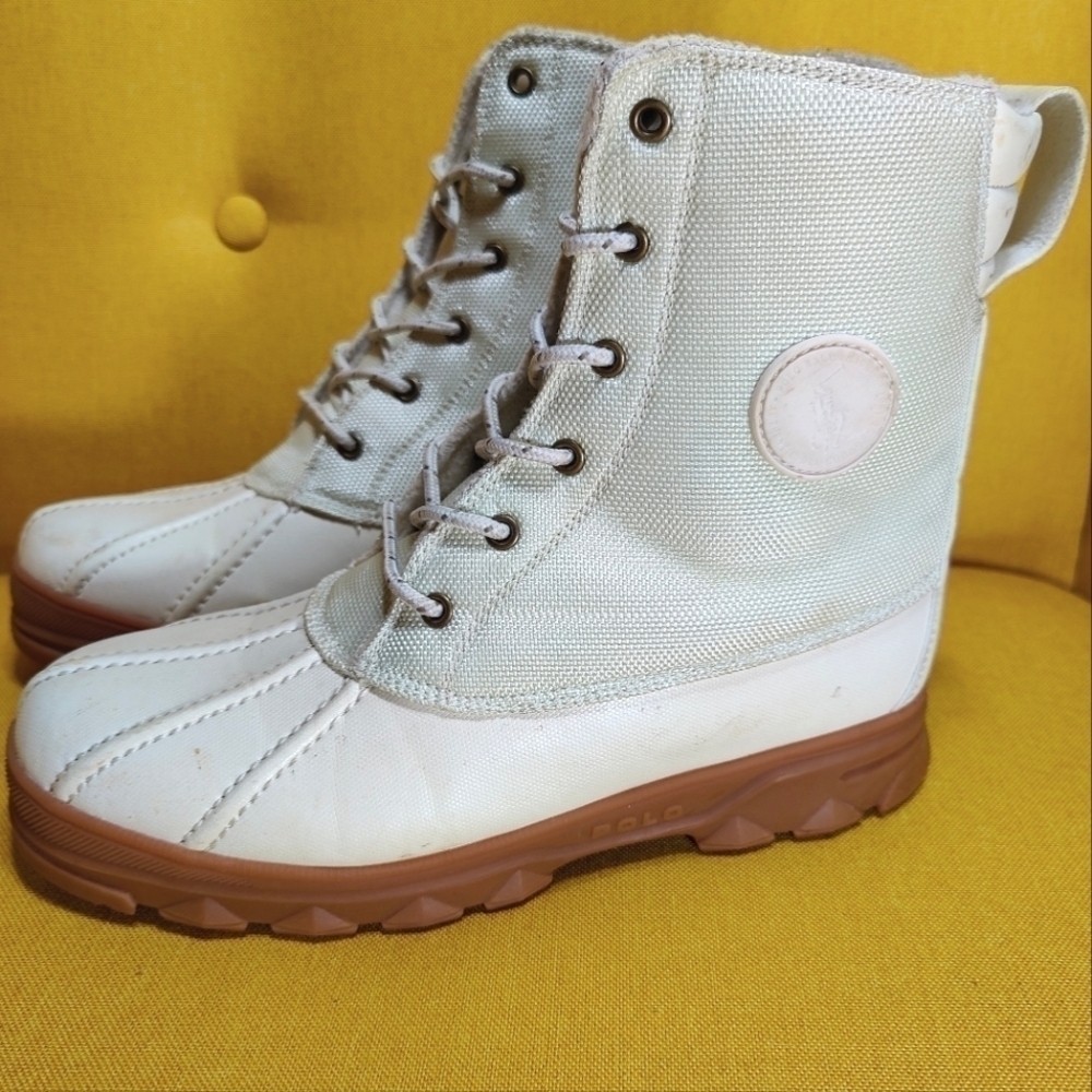 Polo Ralph Lauren Udel Off White Duck Boots Men's Shoes Size 6